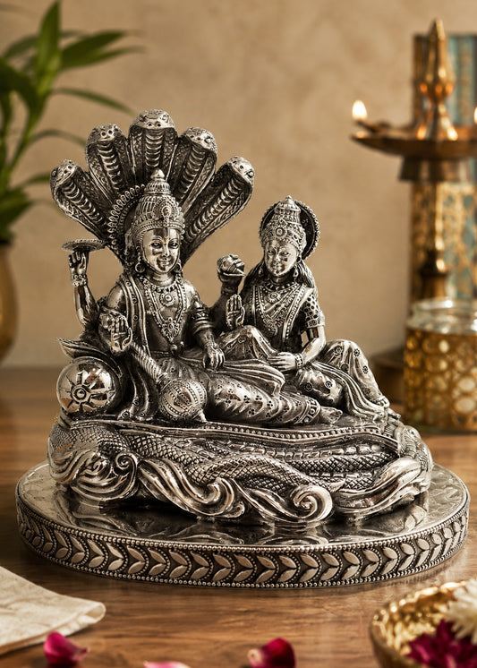 Silver Lakshmi Narayan Sheshnag Idol