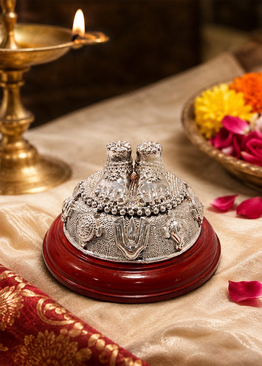 999 Silver Charan Paduka Showpiece