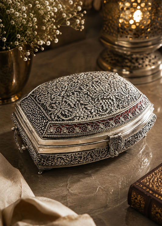 Vintage Silver Floral Serving Casket
