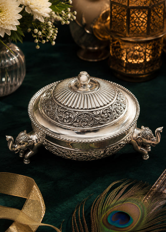 Traditional Silver Decorative Dry Fruit Box