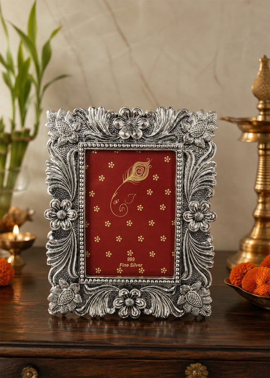 Silver Antique Floral Display Frame