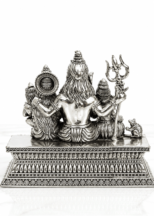 Brass Silver Plated Shiv Family Statue