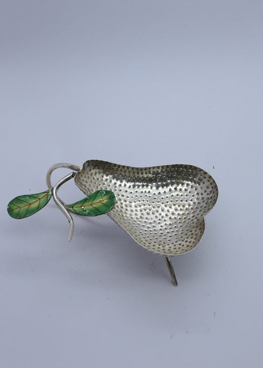 Silver Pear-Shaped Decorative Fruit Bowl