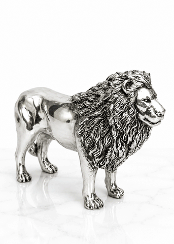Premium Silver Plated Brass Lion Showpiece