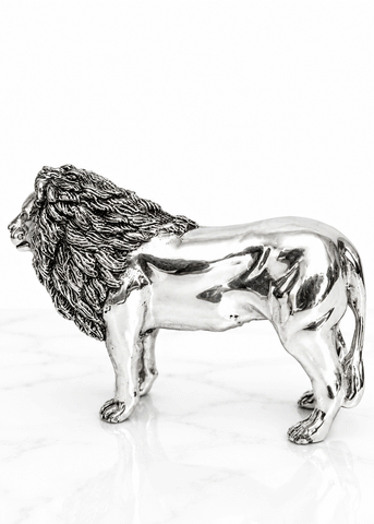 Premium Silver Plated Brass Lion Showpiece