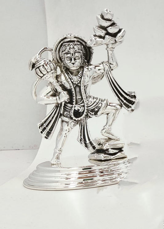Silver Hanuman Idol Carrying Sanjeevani Mountain