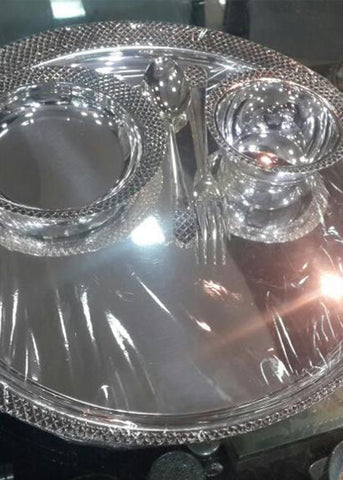 Premium Silver Tray Set with Dining Accessories