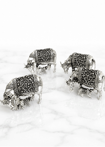 Premium Brass Cow & Calf Showpiece Set