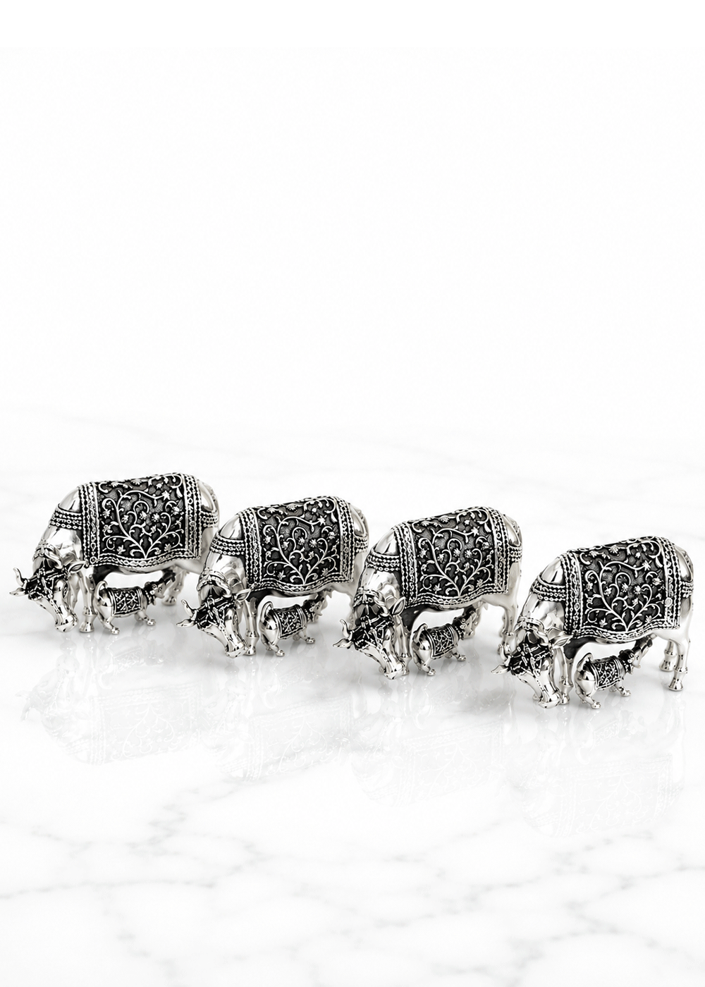 Premium Brass Cow & Calf Showpiece Set