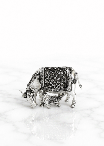 Premium Brass Cow & Calf Showpiece Set