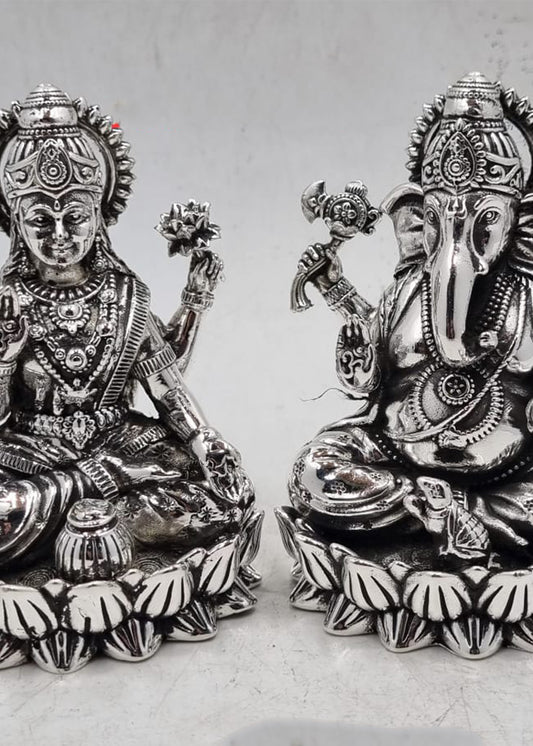 ilver Laxmi Ganesh Murti Pair for Pooja