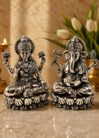 ilver Laxmi Ganesh Murti Pair for Pooja