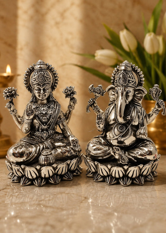 ilver Laxmi Ganesh Murti Pair for Pooja