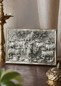 Silver Krishna Cowherd Wall Art