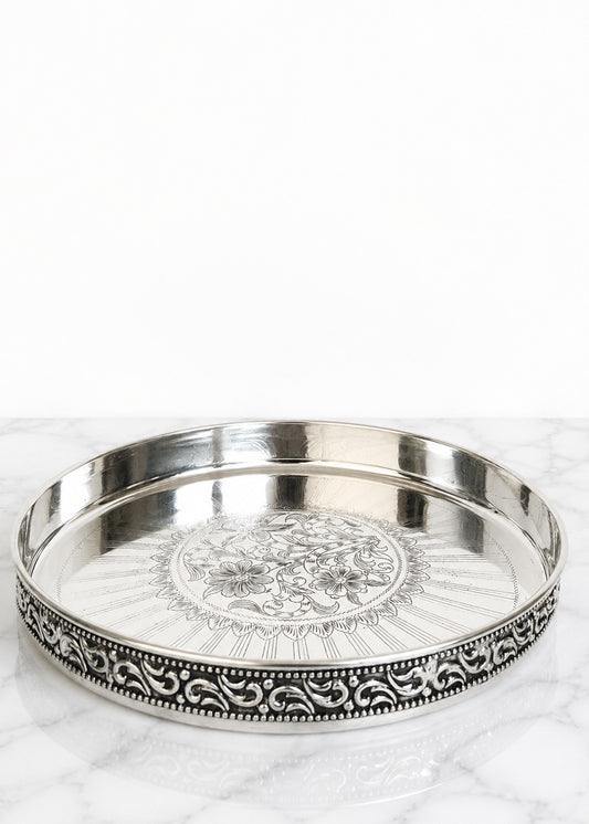 Elegant Brass Aarti Thali with Border Design