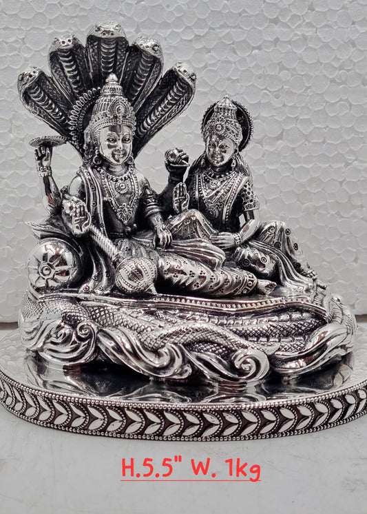Silver Lakshmi Narayan Sheshnag Idol