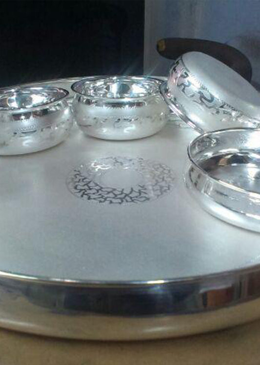 Royal Hammered Silver Thali Set