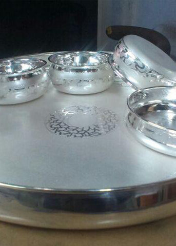 Royal Hammered Silver Thali Set