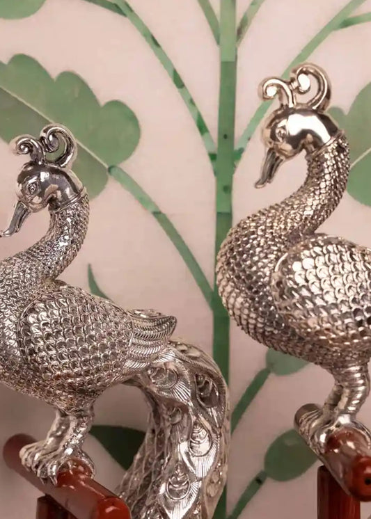 999 Pure Silver Peacock Sculpture
