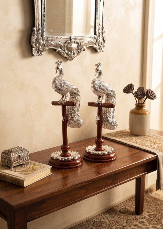 999 Pure Silver Peacock Sculpture