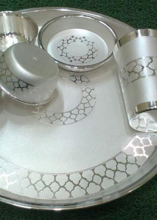 Silver Dining Thali Set with Serving Bowls