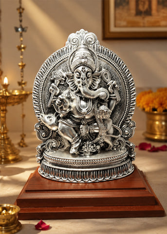 Traditional Silver Ganesha Idol