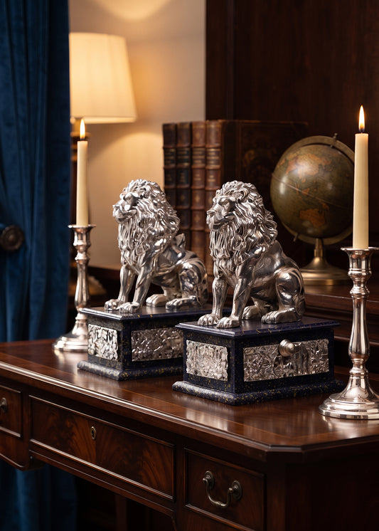 Pure Silver Lion Pair
