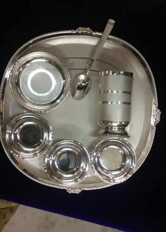 Traditional Silver Pooja Thali Gift Set