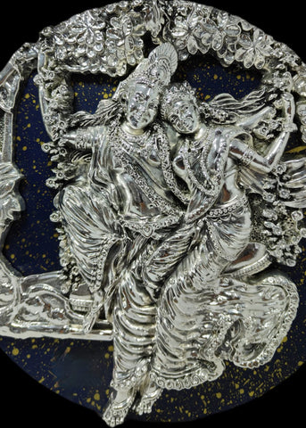Silver Radha Krishna Dancing Plaque