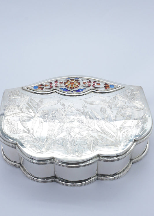 Silver  Dry Fruit Box with Floral Engraved