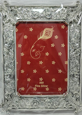 Silver Floral Embossed Photo Frame