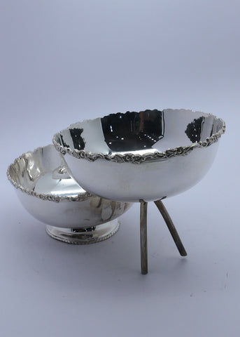 Silver Floral Rim Decorative Fruit Bowl