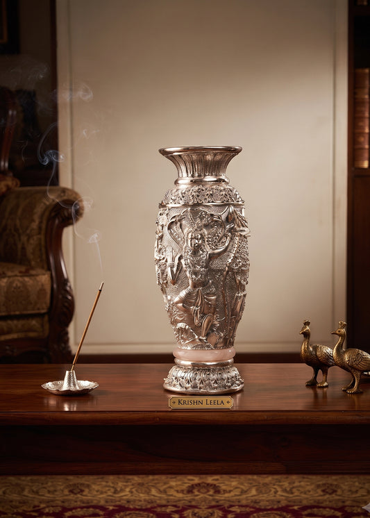 Krishn Leela Rose Quartz And Silver Infused Vase