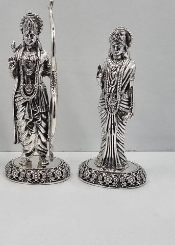 Silver Ram Darbar Idol Set with Hanuman