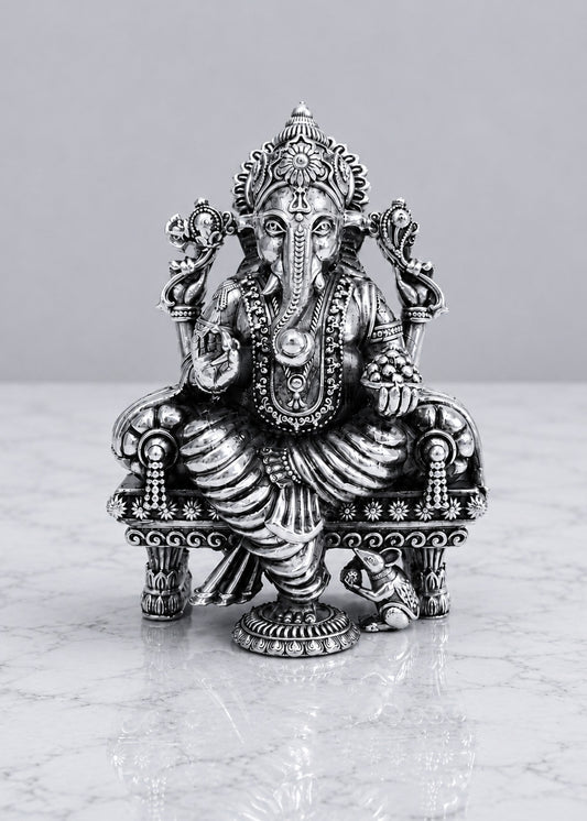 Handcrafted Lakshmi Ganesh Sitting Idol Set in Brass