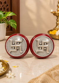 Traditional Silver Swastik Pair