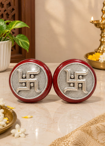 Traditional Silver Swastik Pair