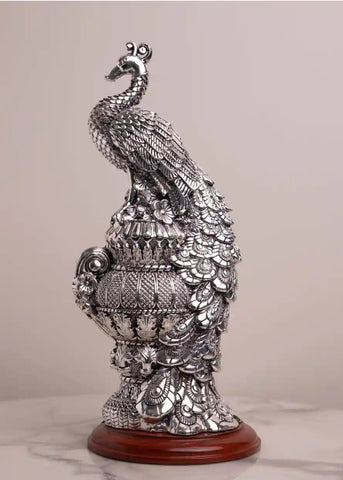 Pure Silver Peacock Statue For Home