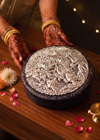 Silver Radha Krishna Circle Box