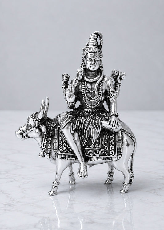 Traditional Brass Mahadev with Nandi Statue for Mandir