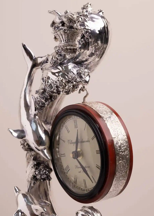 Silver Ocean Beast Dolphine Table Clock