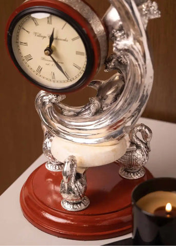 Silver Ocean Beast Dolphine Table Clock