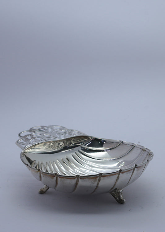 Premium Silver Finish Decorative Fruit Bowl with Designer Handle