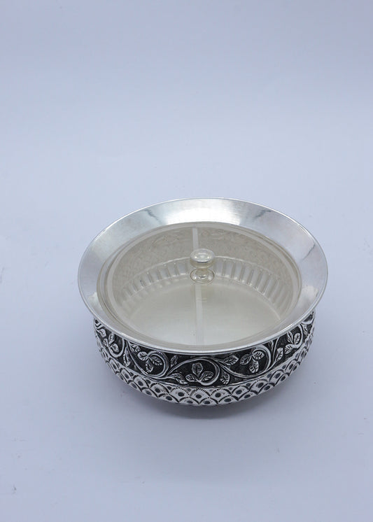 Silver Finish Dry Fruit Box with 2 Sections