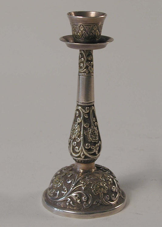 Antique Silver Engraved Candle Stand for Home Décor