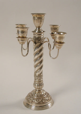 Silver 5 Arm Candle Stand Decorative Showpiece
