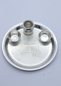 Pure 925 Silver Pooja Thali Set for Daily Worship