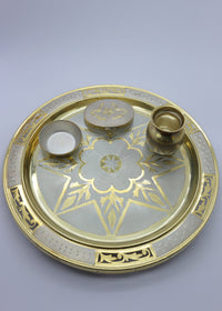925 Silver Gold Finish Pooja Thali Set for Mandir