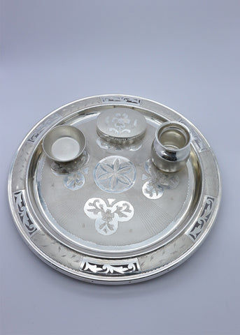 925 Silver Traditional Engraved Pooja Thali Set
