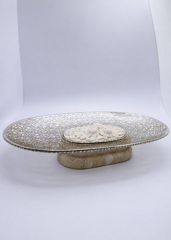 Luxury Silver Floral Display Fruit Bowl